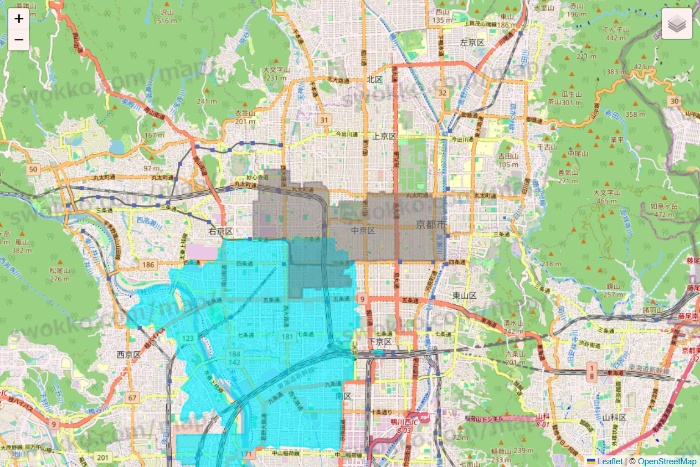 京都府の万代ネット宅配サービスのエリア地図