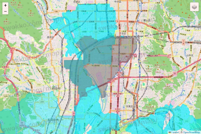 京都府の万代ネット宅配サービスのエリア地図