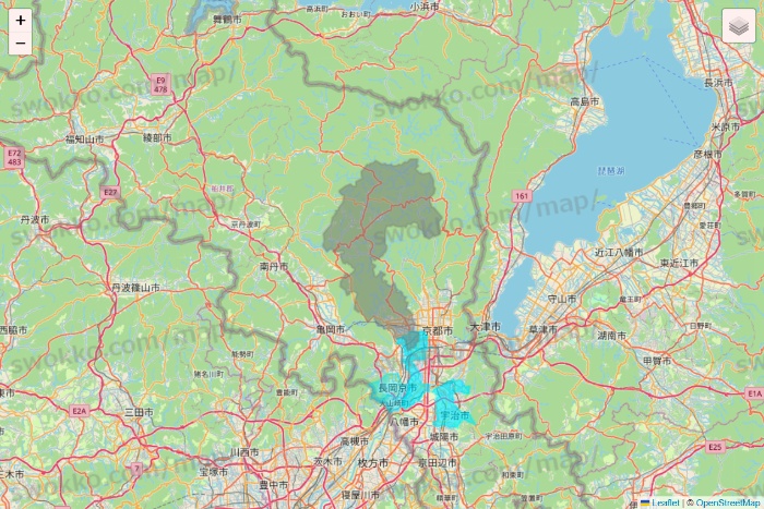 京都府の万代ネット宅配サービスのエリア地図
