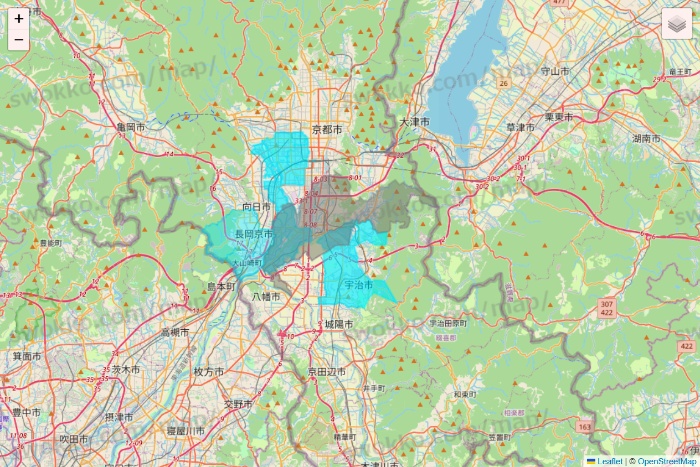 京都府の万代ネット宅配サービスのエリア地図