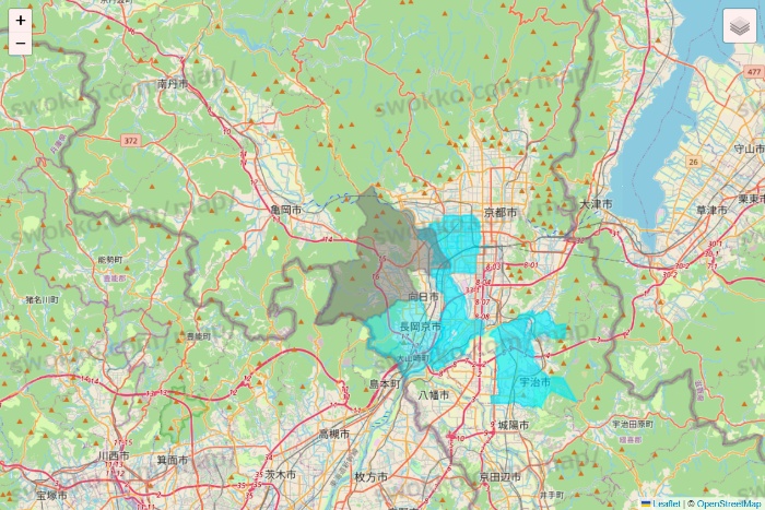 京都府の万代ネット宅配サービスのエリア地図