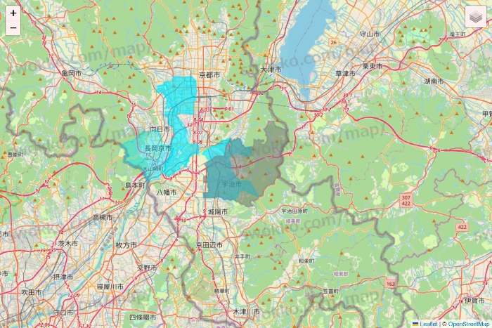 京都府の万代ネット宅配サービスのエリア地図