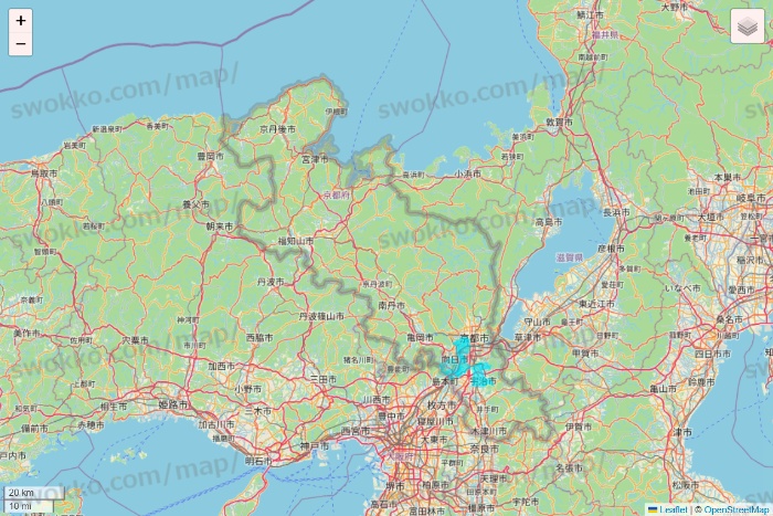 京都府の万代ネット宅配サービスのエリア地図
