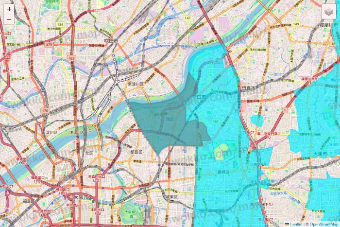 大阪府の万代ネット宅配サービスのエリア地図