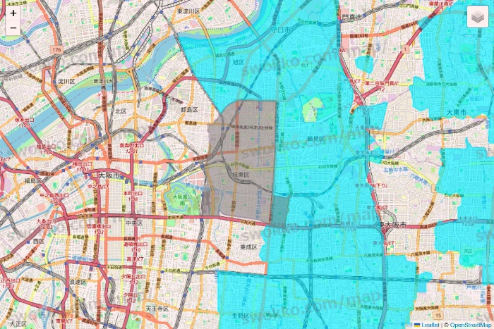 大阪府の万代ネット宅配サービスのエリア地図