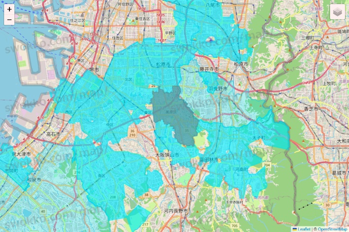 大阪府の万代ネット宅配サービスのエリア地図