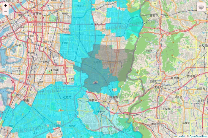 大阪府の万代ネット宅配サービスのエリア地図
