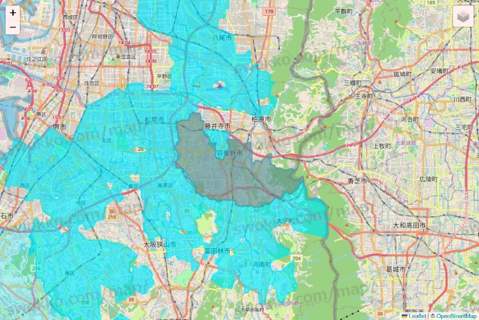 大阪府の万代ネット宅配サービスのエリア地図
