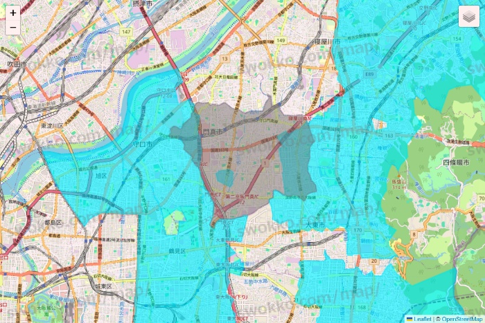 大阪府の万代ネット宅配サービスのエリア地図