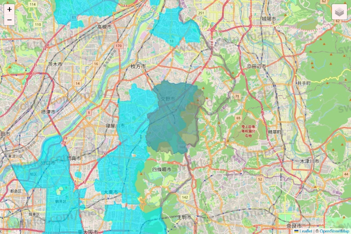 大阪府の万代ネット宅配サービスのエリア地図