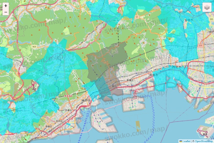 兵庫県の万代ネット宅配サービスのエリア地図