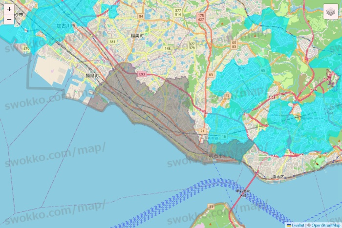 兵庫県の万代ネット宅配サービスのエリア地図