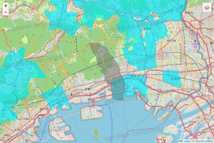 兵庫県の万代ネット宅配サービスのエリア地図
