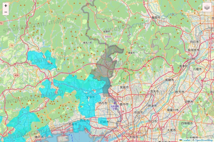 兵庫県の万代ネット宅配サービスのエリア地図