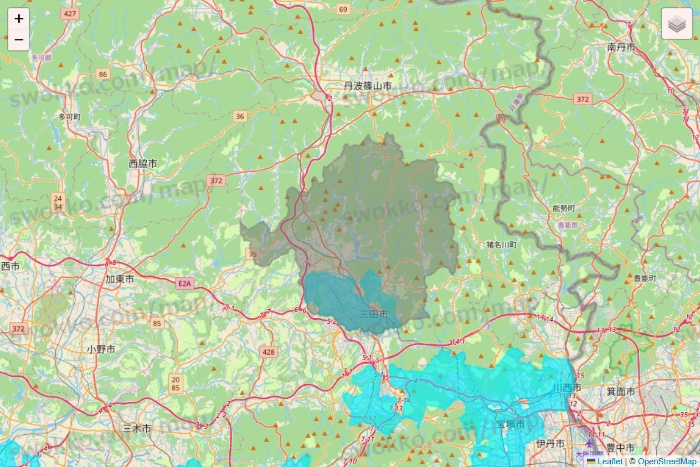 兵庫県の万代ネット宅配サービスのエリア地図