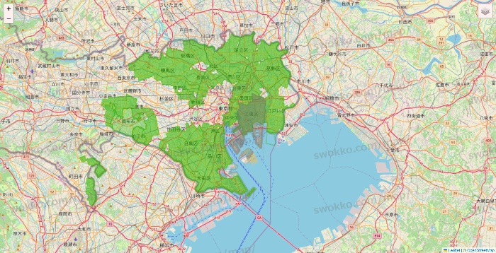 東京都のマルエツ・LINCOS（リンコス）のネットスーパーのエリア地図