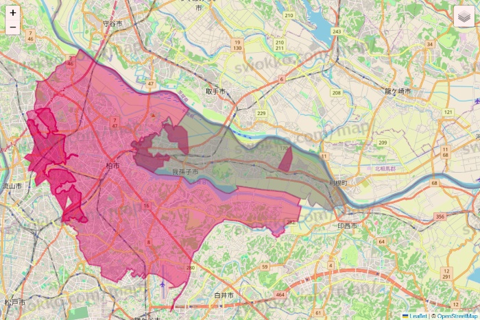 千葉県のマックスバリュ関東のネットスーパーのエリア地図