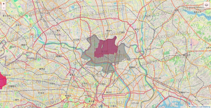 東京都のマックスバリュ関東のネットスーパーのエリア地図