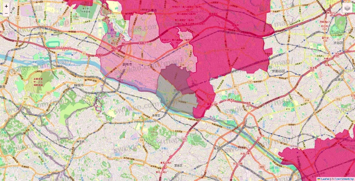 東京都のマックスバリュ関東のネットスーパーのエリア地図