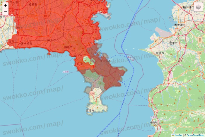 神奈川県のmenu（メニュー）のエリア地図