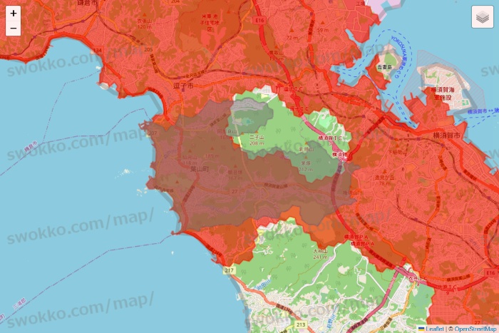 神奈川県のmenu（メニュー）のエリア地図