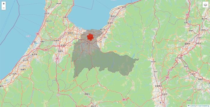 富山県のmenu（メニュー）のエリア地図