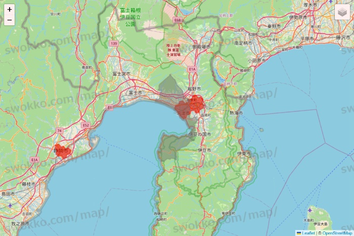 静岡県のmenu（メニュー）のエリア地図