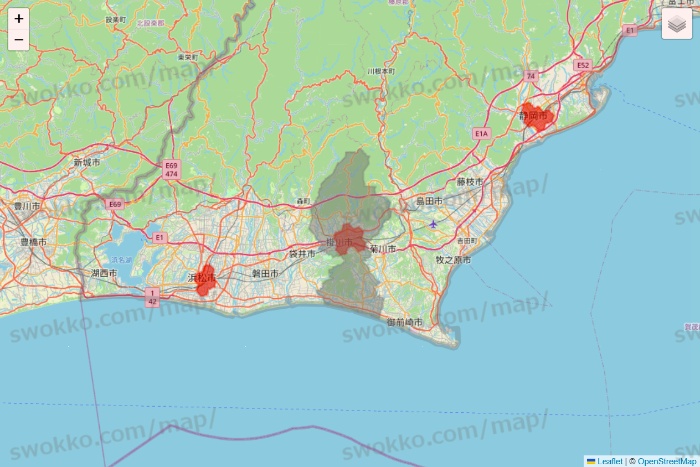 静岡県のmenu（メニュー）のエリア地図