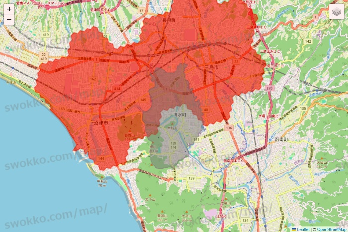 静岡県のmenu（メニュー）のエリア地図
