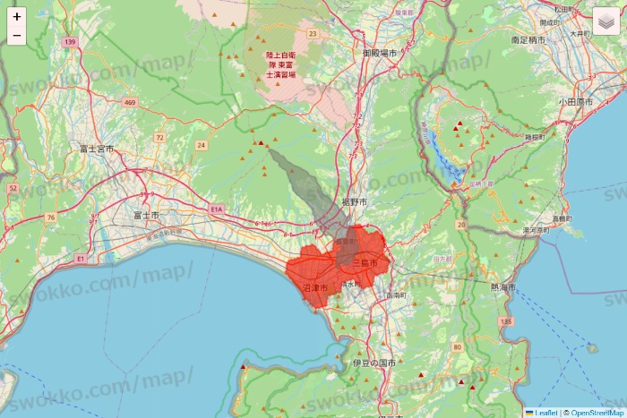 静岡県のmenu（メニュー）のエリア地図