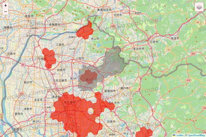 愛知県のmenu（メニュー）のエリア地図