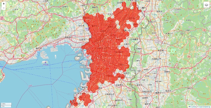 大阪府のmenu（メニュー）のエリア地図