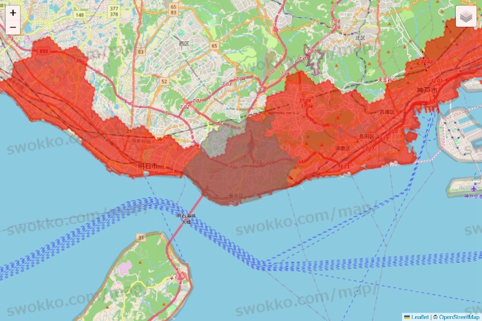 兵庫県のmenu（メニュー）のエリア地図
