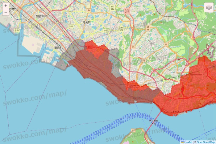 兵庫県のmenu（メニュー）のエリア地図