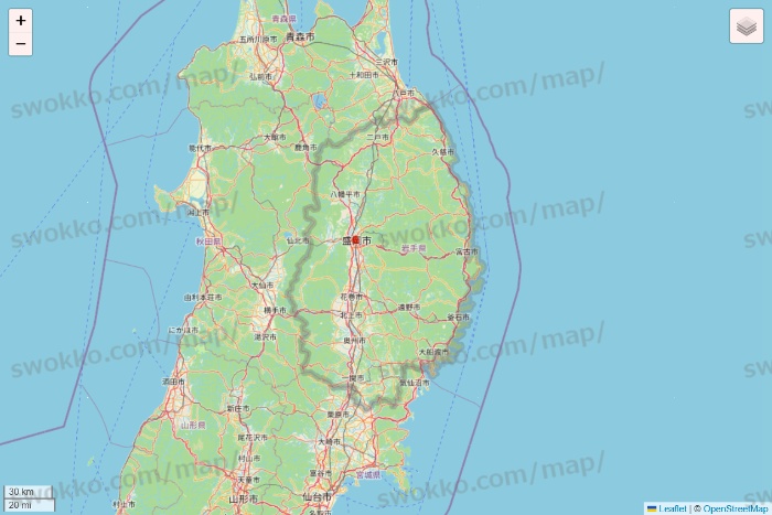 岩手県のmenu（メニュー）のエリア地図