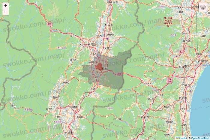 山形県のmenu（メニュー）のエリア地図