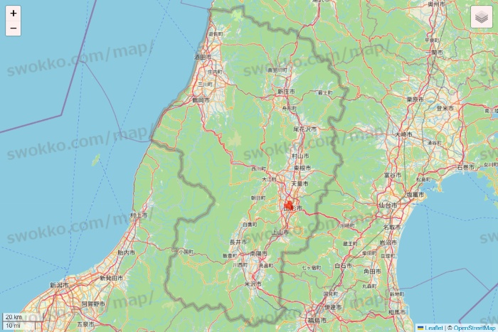 山形県のmenu（メニュー）のエリア地図