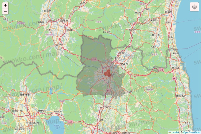 福島県のmenu（メニュー）のエリア地図