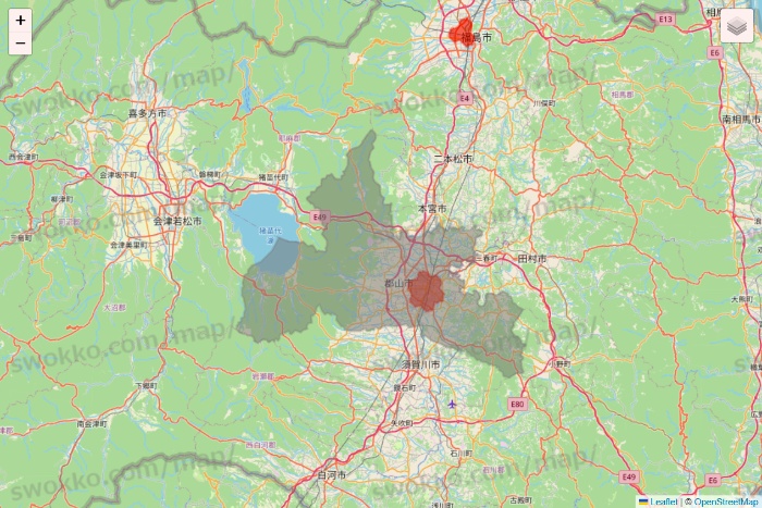 福島県のmenu（メニュー）のエリア地図