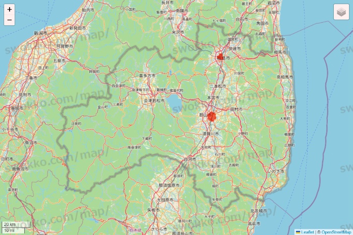 福島県のmenu（メニュー）のエリア地図