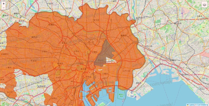 東京都のOniGO（オニゴー）のエリア地図
