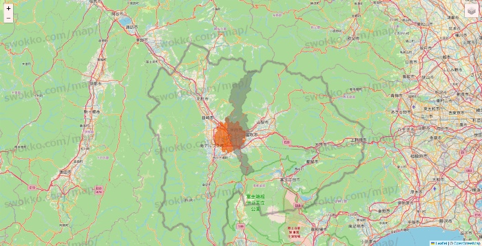山梨県のOniGO（オニゴー）のエリア地図