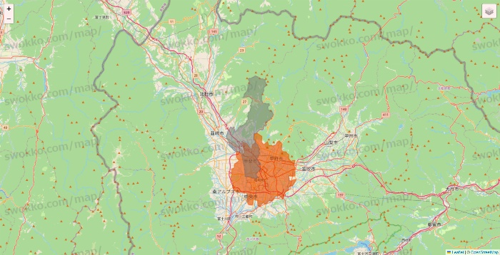 山梨県のOniGO（オニゴー）のエリア地図