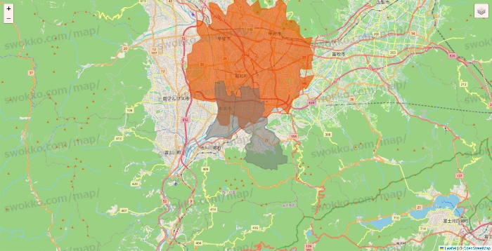 山梨県のOniGO（オニゴー）のエリア地図