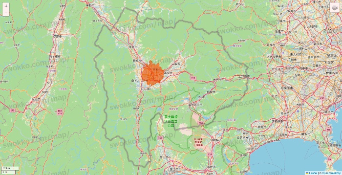 山梨県のOniGO（オニゴー）のエリア地図