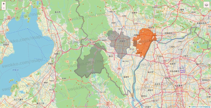 岐阜県のOniGO（オニゴー）のエリア地図