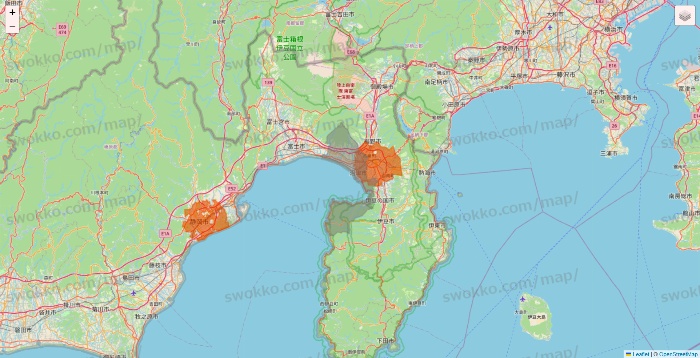 静岡県のOniGO（オニゴー）のエリア地図