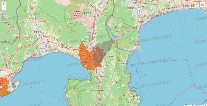 静岡県のOniGO（オニゴー）のエリア地図