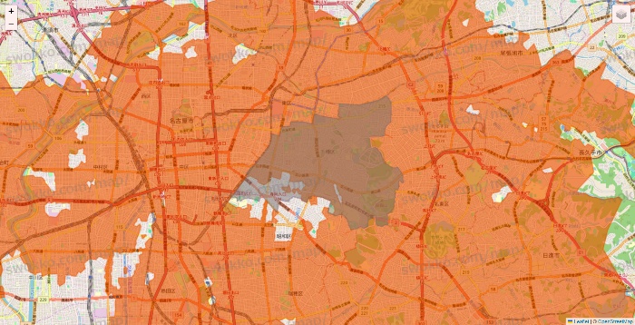 愛知県のOniGO（オニゴー）のエリア地図