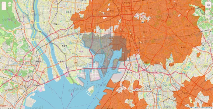 愛知県のOniGO（オニゴー）のエリア地図